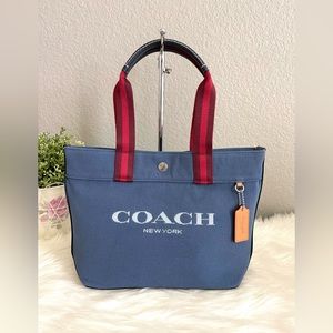 NWT Coach Small Canvas And Smooth Leather Tote CK168 Denim Multi.